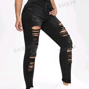 Shein black ripped jeans size small